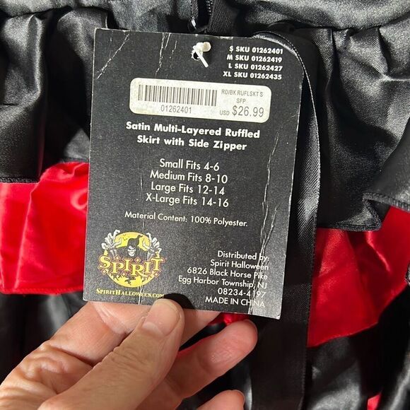 Spirit Halloween Ruffled Red and Black Skirt Nwt Size Small Asymmetrical - Picture 3 of 5